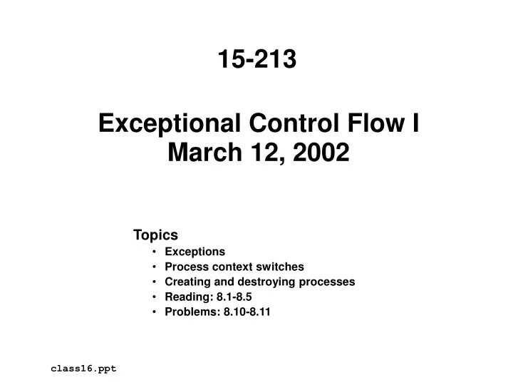 exceptional control flow i march 12 2002