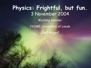 Physics: Frightful, but fun.  3 November 2004 Working seminar CSSME, University of Leeds