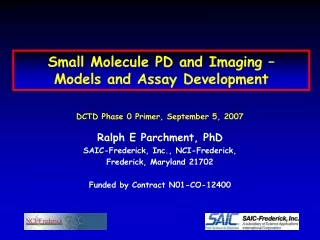 Small Molecule PD and Imaging –  Models and Assay Development