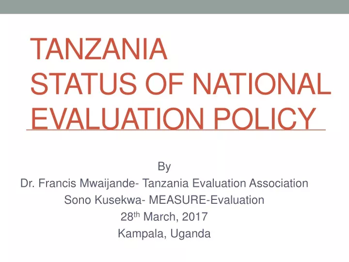 tanzania status of national evaluation policy