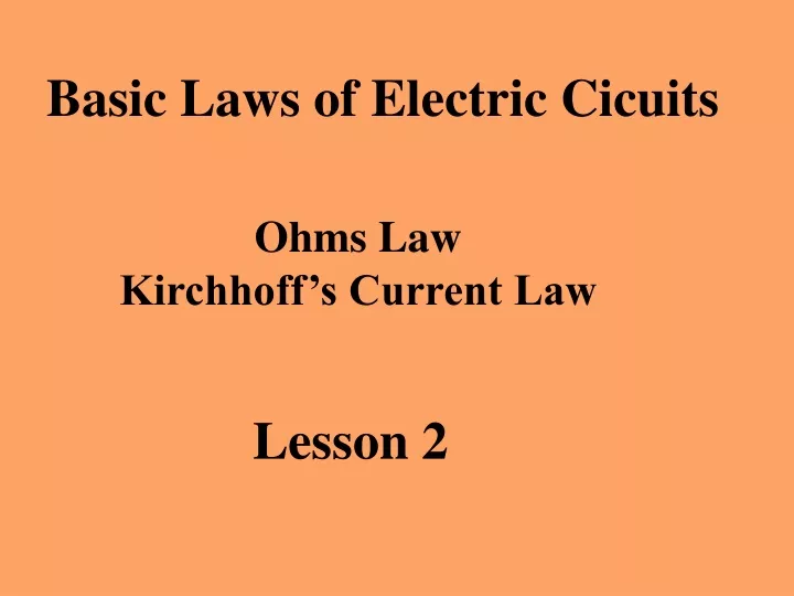 basic laws of electric cicuits