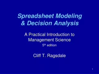 Spreadsheet Modeling  &amp; Decision Analysis