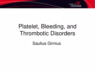 Platelet, Bleeding, and Thrombotic Disorders