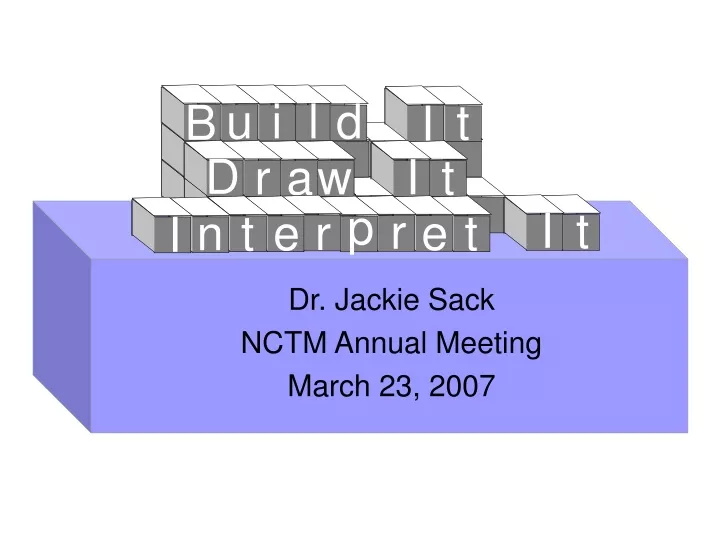 dr jackie sack nctm annual meeting march 23 2007