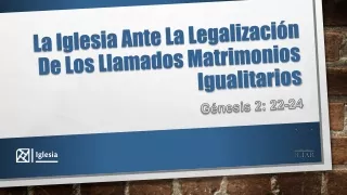 La Iglesia Ante La Legalización De Los Llamados Matrimonios Igualitarios