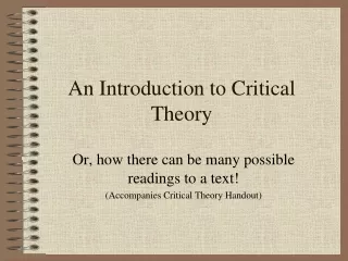 An Introduction to Critical Theory