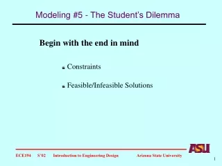 Modeling #5 - The Student’s Dilemma