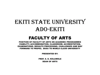 EKITI STATE UNIVERSITY  ADO-EKITI