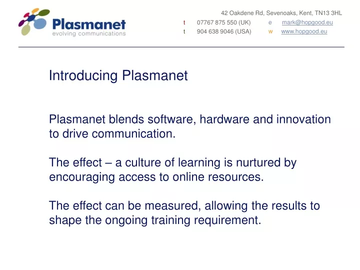 introducing plasmanet