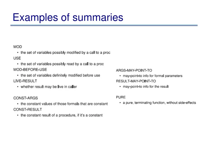 examples of summaries
