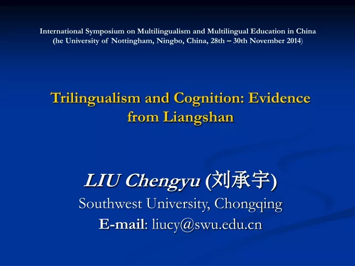 trilingualism and c ognition evidence from liangshan