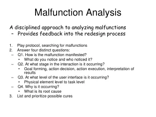 Malfunction Analysis