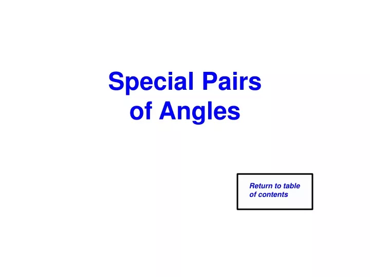 special pairs of angles