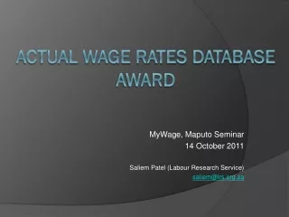 Actual Wage rates database AWARD
