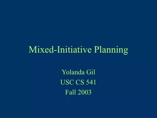 Mixed-Initiative Planning