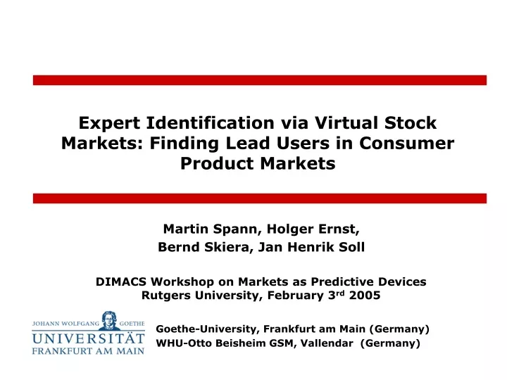 expert identification via virtual stock markets