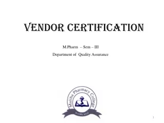 M.Pharm  – Sem – III Department of  Quality Assurance