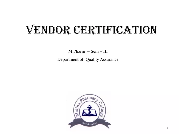 vendor certification