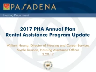 2017 PHA Annual Plan  Rental Assistance Program Update