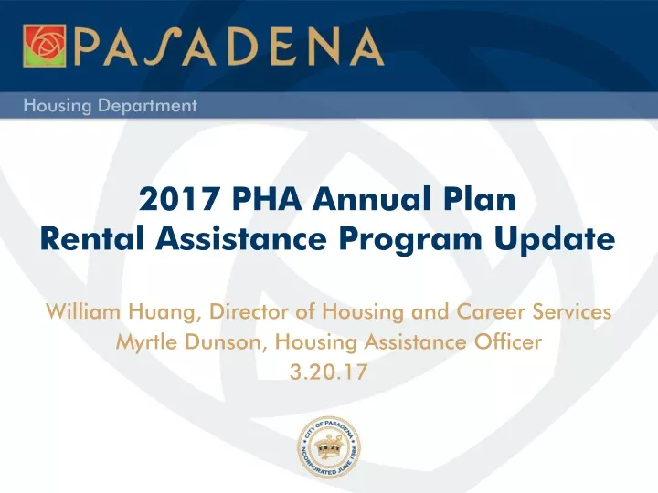 2017 pha annual plan rental assistance program update