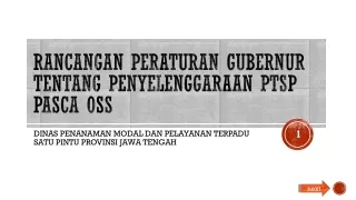 Rancangan peraturan gubernur tentang penyelenggaraan ptsp PASCA OSS