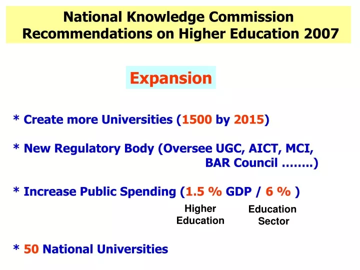 national knowledge commission recommendations