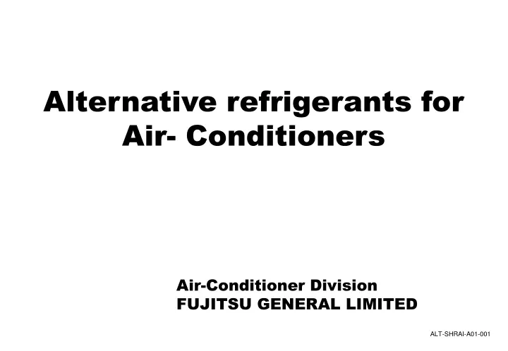 alternative refrigerants for air conditioners