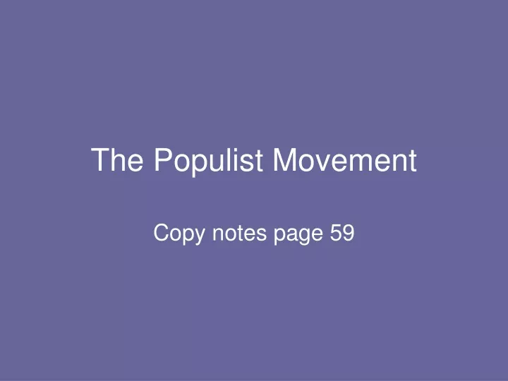 the populist movement