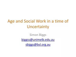 Age and Social Work in a time of Uncertainty