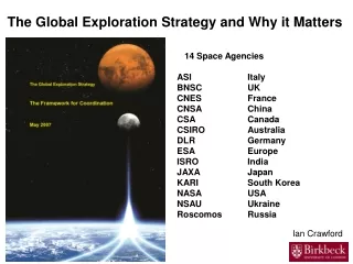 14 Space Agencies ASI 		Italy  BNSC	 	UK  CNES 		France  CNSA 		China  CSA 		Canada