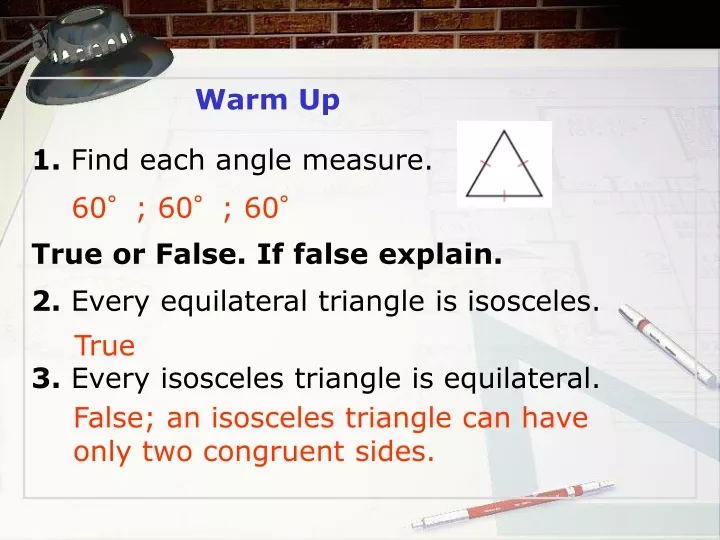warm up 1 find each angle measure true or false