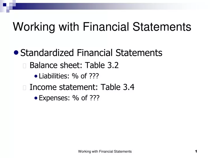 working with financial statements