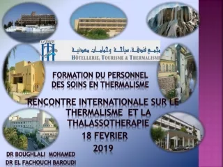 Formation  dU  personnel des soins en  thermalism e