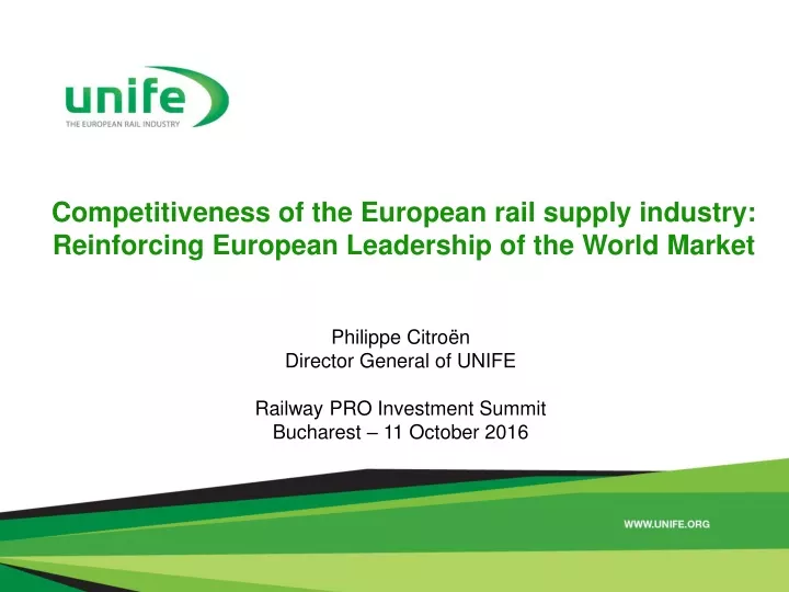 competitiveness of the european rail supply