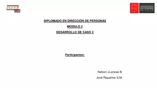 DIPLOMADO EN DIRECCIÓN DE PERSONAS  MODULO 2 DESARROLLO DE CASO 2 Participantes: Nelson LLancao B.
