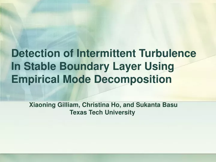 detection of intermittent turbulence in stable boundary layer using empirical mode decomposition