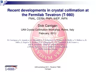 Dick Carrigan UA9 Crystal Collimation Workshop, Rome, Italy February, 2011
