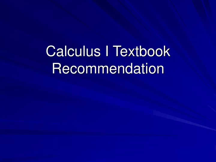 calculus i textbook recommendation