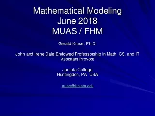 Mathematical Modeling June 2018 MUAS / FHM