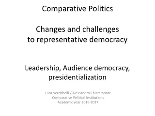 Luca Verzichelli / Alessandro  Chiaramonte Comparative  Political Institutions