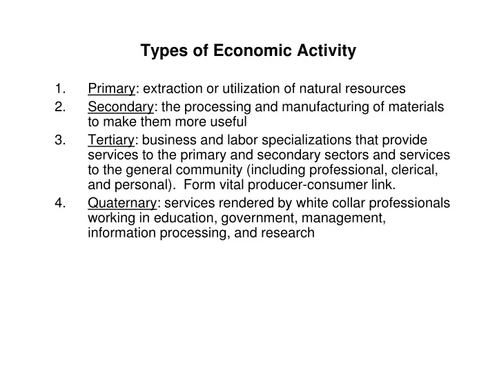 types of economic activity