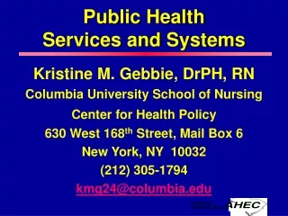 Public Health Services and Systems