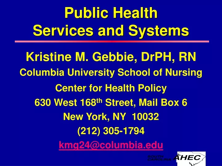 public health services and systems