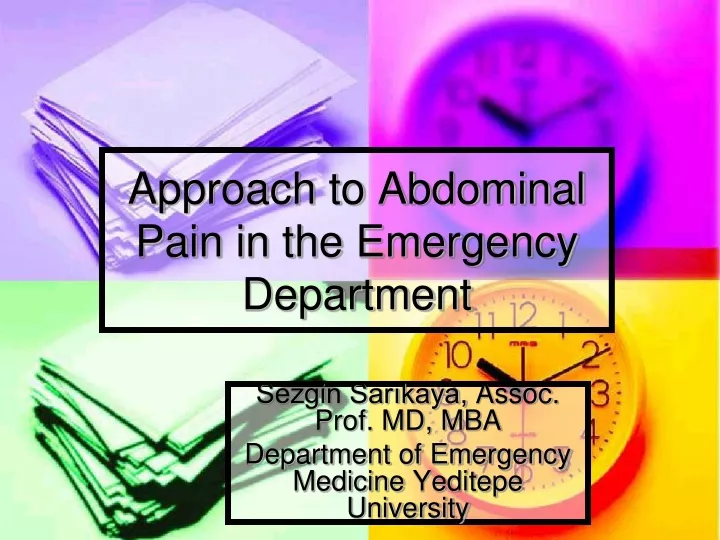 approach to abdominal pain in the emergency department