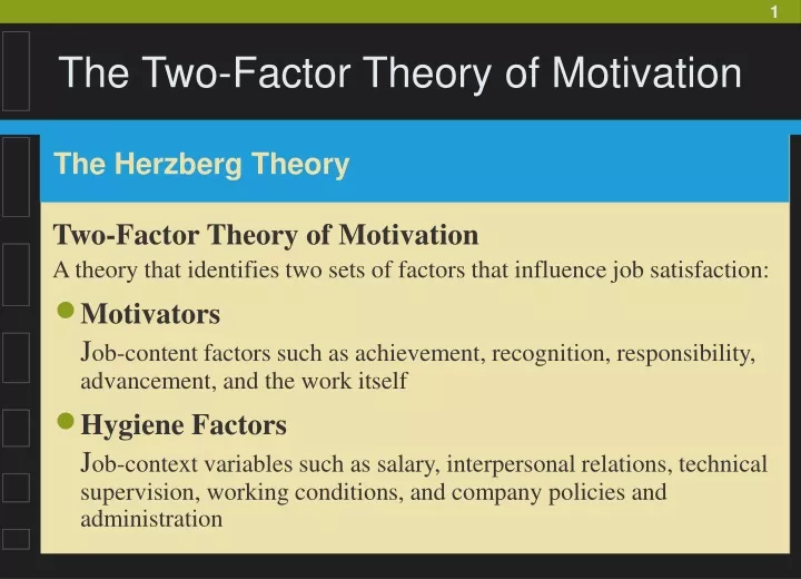 the two factor theory of motivation