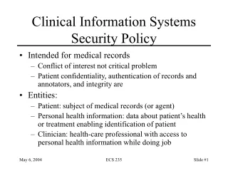 Clinical Information Systems Security Policy