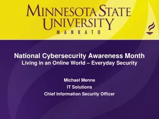 National Cybersecurity Awareness Month Living in an Online World – Everyday Security