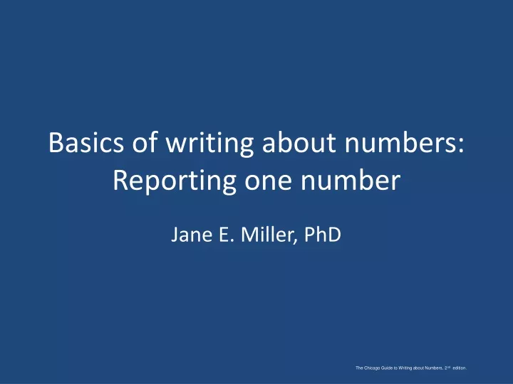 basics of writing about numbers reporting one number