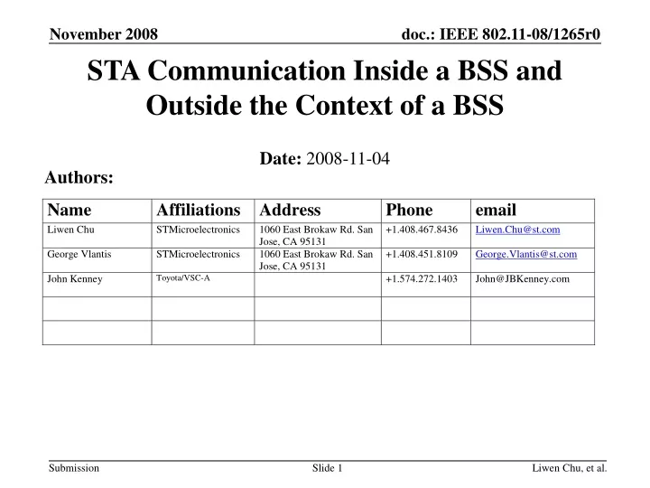sta communication inside a bss and outside the context of a bss