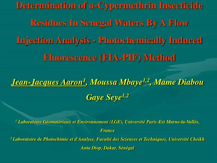 determination of cypermethrin insecticide